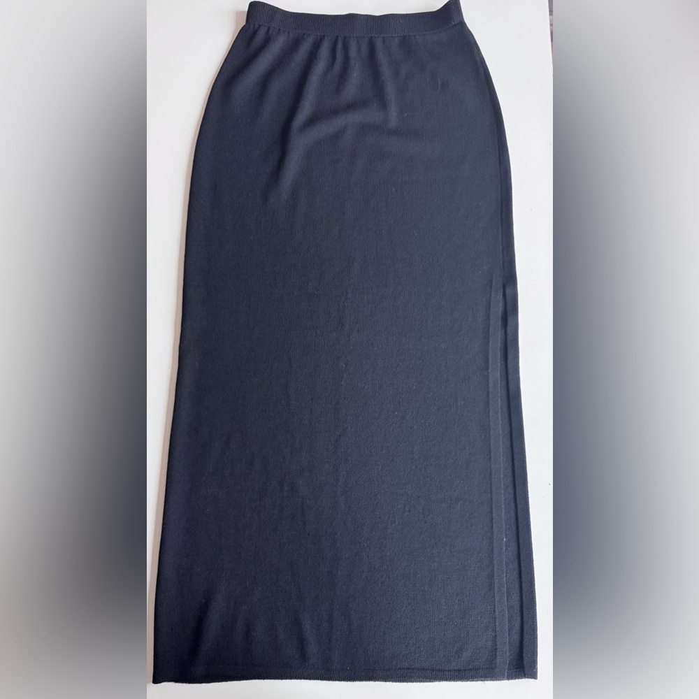 St. John Evening By Marie Gray Knit Maxi Long Skirt With Slit Size 12